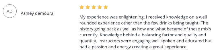 Cocktail Mastery Testimonial 1