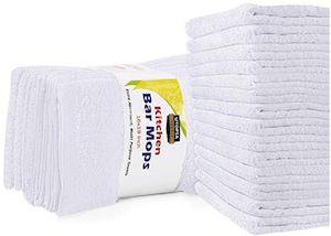 Towels 12 Pack Kitchen Bar Mops Towels 16 x 19 Inches White Bar Towels